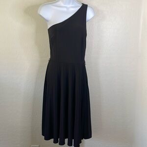 No.031 White House Black Market One-Shoulder Black Dress - Size 4